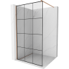 Mexen Kioto Walk-in Shower Wall 110 x 200 cm, Black Grid 8 mm, Brushed Copper - 800-110-101-65-77