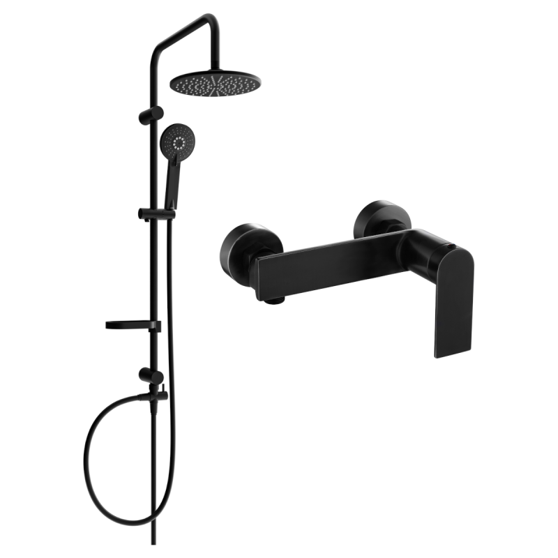 Mexen Zero Carl surface-mounted shower set with rain shower and shower faucet, black - 71140240-70