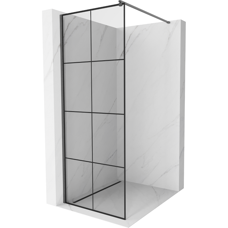 Mexen Kioto Walk-in Shower Wall 70 x 200 cm, Black Pattern 8 mm, Brushed Gun Gray - 800-070-101-66-77