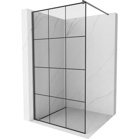 Mexen Kioto Walk-in Shower Panel 100 x 200 cm, Black Pattern 8 mm, Gun Gray Brushed - 800-100-101-66-77