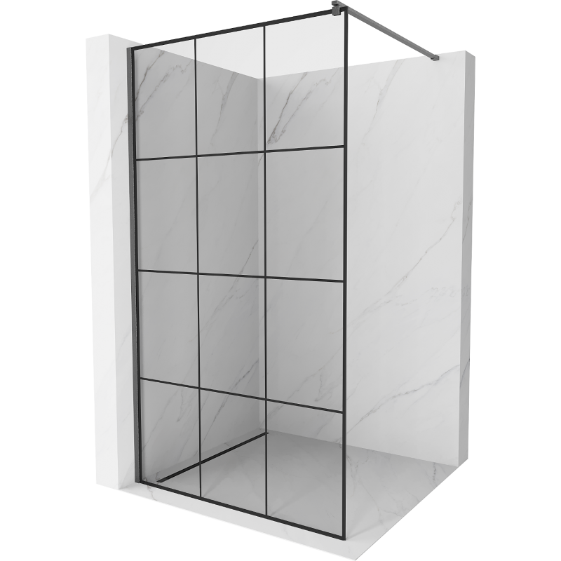 Mexen Kioto Walk-in Shower Wall 120 x 200 cm, black pattern 8 mm, gun gray brushed - 800-120-101-66-77