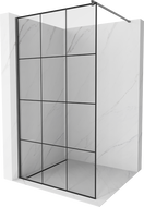 Mexen Kioto shower wall Walk-in 120 x 200 cm, black grid 8 mm, gun gray brushed - 800-120-101-66-77