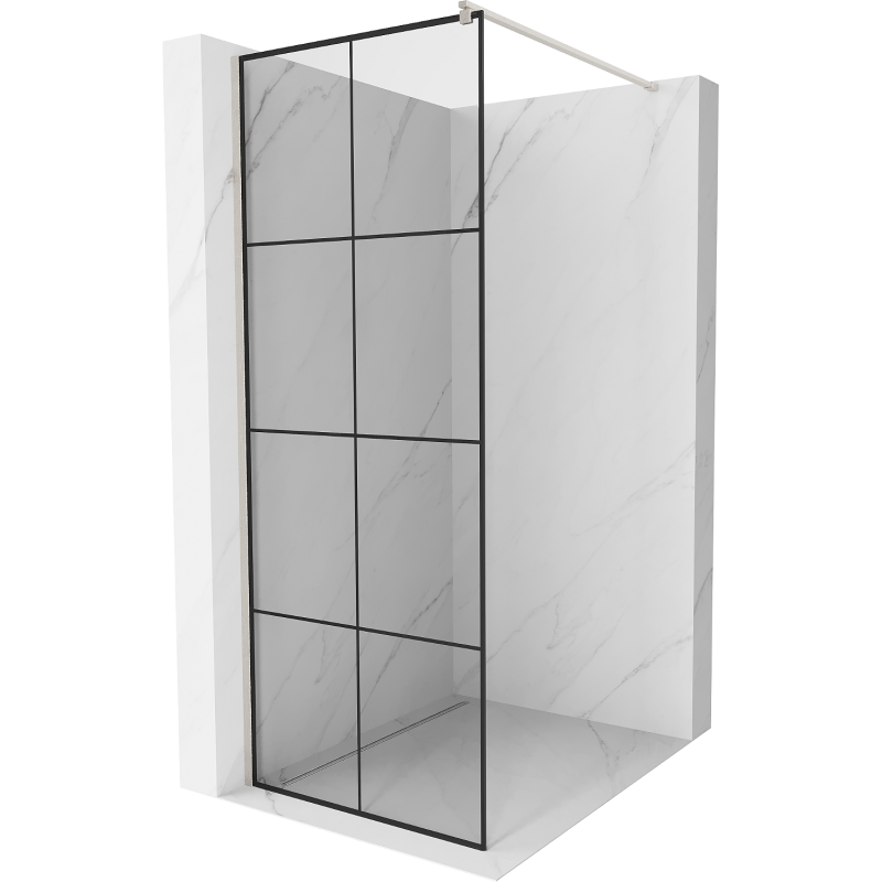 Mexen Kioto Walk-in Shower Wall 70 x 200 cm, Black Pattern 8 mm, Brushed Nickel - 800-070-101-97-77