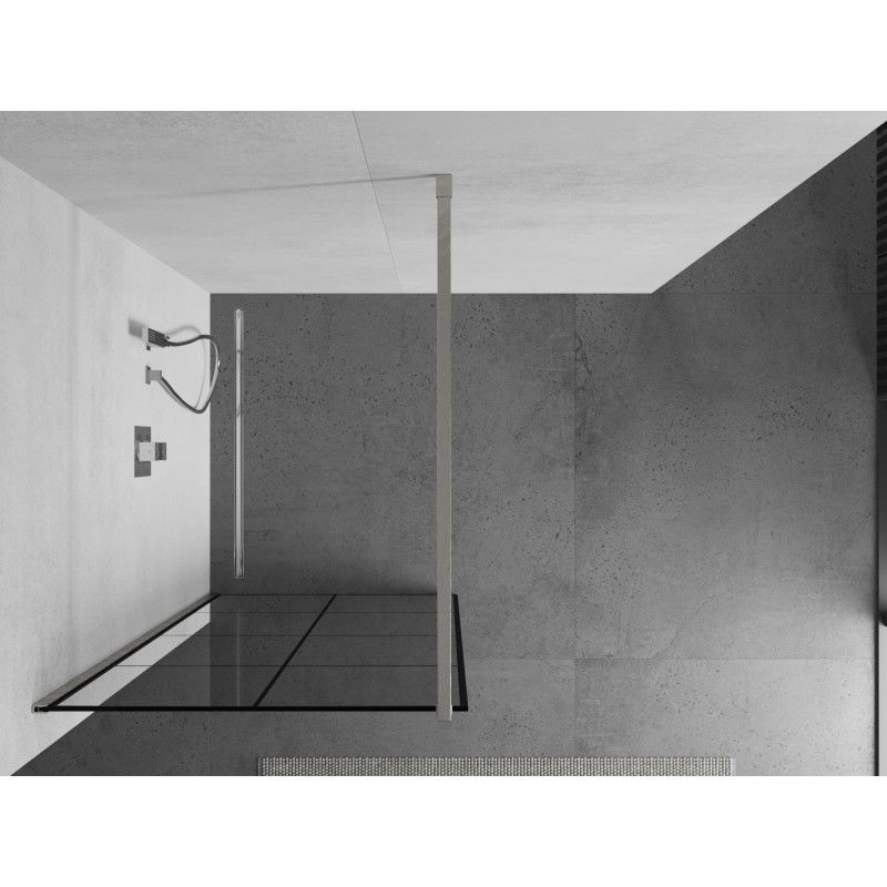 Mexen Kioto Walk-in Shower Screen 80 x 200 cm, Black Grid 8 mm, Brushed Nickel - 800-080-101-97-77