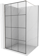 Mexen Kioto Walk-in Shower Wall 120 x 200 cm, Black Grid 8 mm, Brushed Nickel - 800-120-101-97-77