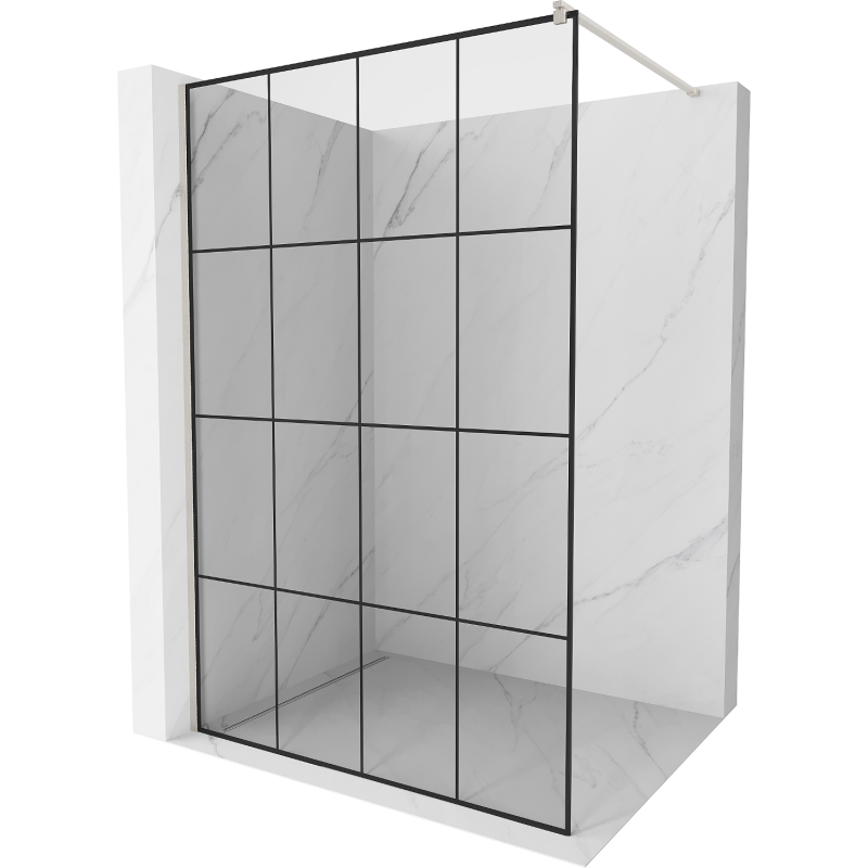 Mexen Kioto Walk-in Shower Wall 55.12 x 78.74 in, Black Pattern 0.31 in, Brushed Nickel - 800-140-101-97-77