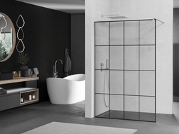 Mexen Kioto Walk-in Shower Screen 160 x 200 cm, Black Grid 8 mm, Brushed Nickel - 800-160-101-97-77
