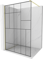 Mexen Kioto Walk-in Shower Screen 130 x 200 cm, Black Pattern 8 mm, Brushed Gold - 800-130-101-55-78