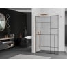 Mexen Kioto Walk-in Shower Wall 100 x 200 cm, Black Pattern 8 mm, Brushed Copper - 800-100-101-65-78