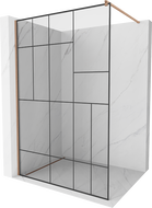 Mexen Kioto Walk-in Shower Screen 130 x 200 cm, Black Pattern 8 mm, Brushed Copper - 800-130-101-65-78