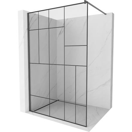 Mexen Kioto Walk-in Shower Screen 70 x 200 cm, Black Pattern 8 mm, Brushed Gun Gray - 800-070-101-66-78