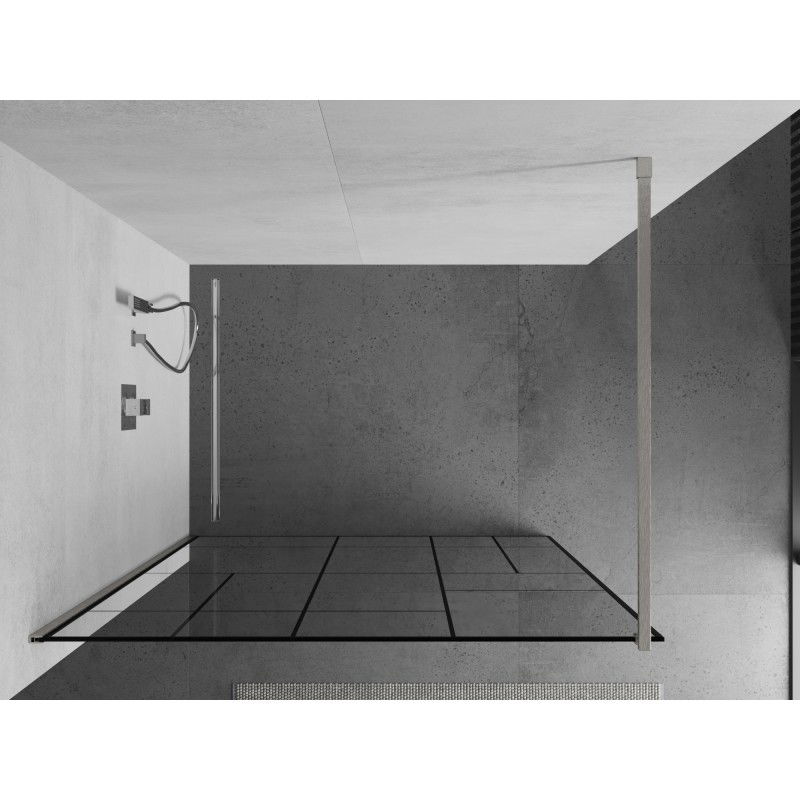 Mexen Kioto Walk-in Shower Wall 70 x 200 cm, Black Pattern 8 mm, Brushed Nickel - 800-070-101-97-78