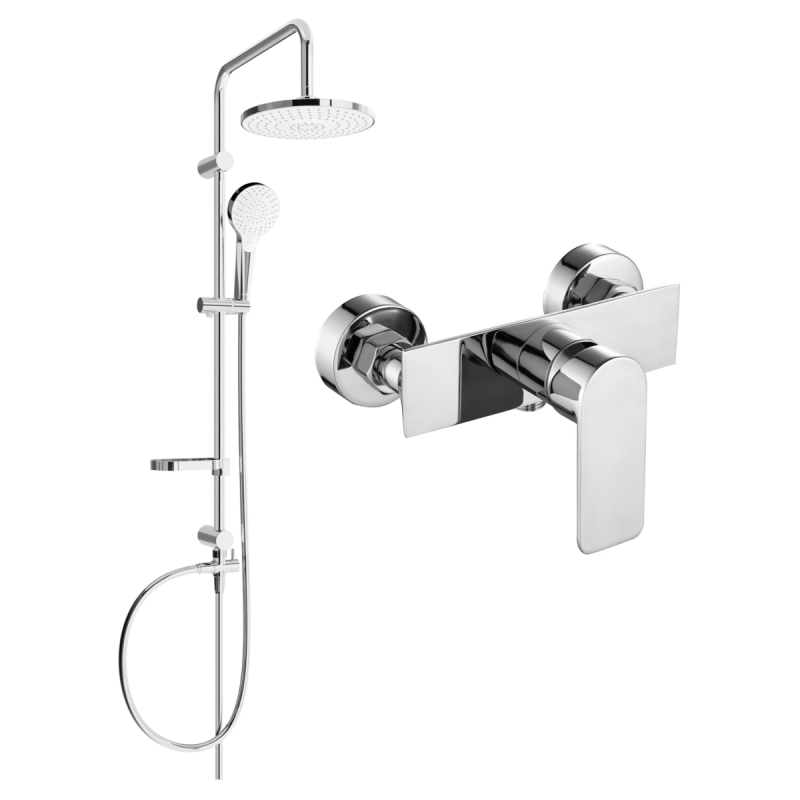 Mexen Alexa Erik exposed shower set with showerhead and shower faucet, chrome - 71240205-00