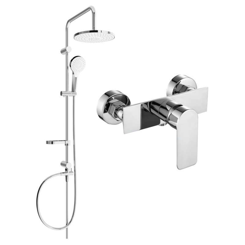 Mexen Erik exposed shower set with rain shower head and Alexa shower mixer, chrome - 71240205-00