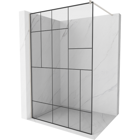 Mexen Kioto Walk-in shower wall 110 x 200 cm, black pattern 8 mm, brushed nickel - 800-110-101-97-78