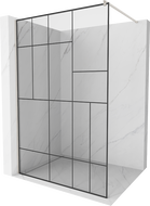 Mexen Kioto shower wall Walk-in 140 x 200 cm, black pattern 8 mm, brushed nickel - 800-140-101-97-78