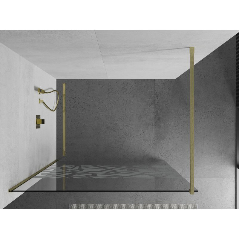 Mexen Kioto Walk-in Shower Screen 70 x 200 cm, White Pattern 8 mm, Brushed Gold - 800-070-101-55-85