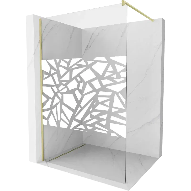 Mexen Kioto Walk-in Shower Screen 70 x 200 cm, White Pattern 8 mm, Brushed Gold - 800-070-101-55-85