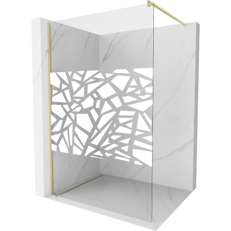 Mexen Kioto Walk-in Shower Screen 70 x 200 cm, White Pattern 8 mm, Brushed Gold - 800-070-101-55-85