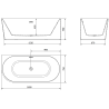 Mexen Mia freestanding right corner bathtub 160 x 75 cm, white/black, chrome drain - 52691607575P-01