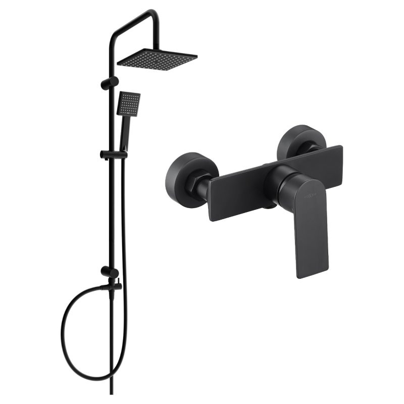 Mexen Alexa Tord surface-mounted shower set with rain showerhead and shower mixer, black - 71240200-70