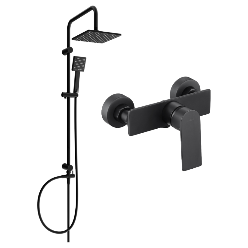 Mexen Tord surface-mounted shower set with rain shower and Alexa shower mixer, black - 71240200-70