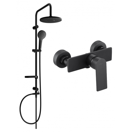 Mexen Alexa Erik exposed shower set with rain showerhead and shower faucet, black - 71240205-70