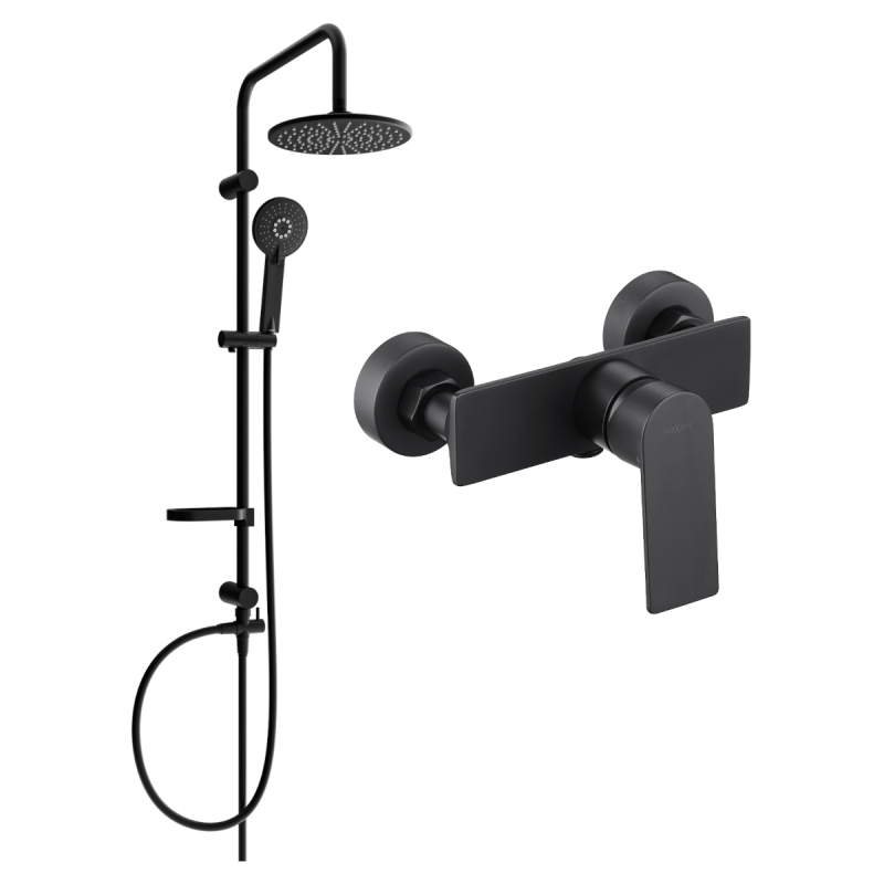 Mexen Alexa Carl exposed shower set with showerhead and shower faucet, black - 71240240-70