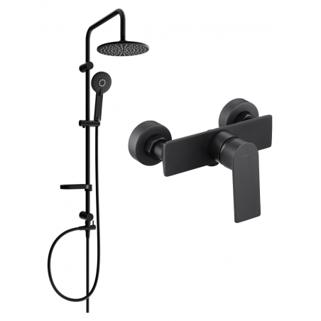 Mexen Alexa Carl exposed shower set with showerhead and shower faucet, black - 71240240-70