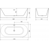 Mexen Mia freestanding corner bath left 170 x 80 cm, white/black, chrome overflow - 52691708075L-01