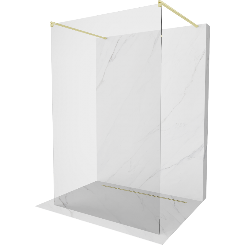 Mexen Kioto Free-Standing Shower Wall 100 x 200 cm, Transparent 8 mm, Brushed Gold - 800-100-002-55-00