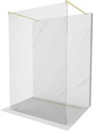 Mexen Kioto Free-Standing Shower Wall 100 x 200 cm, Transparent 8 mm, Brushed Gold - 800-100-002-55-00