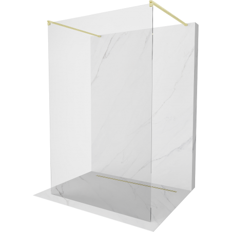 Mexen Kioto freestanding shower wall 110 x 200 cm, transparent 8 mm, brushed gold - 800-110-002-55-00