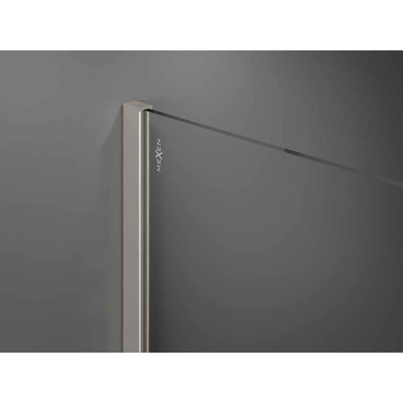 Mexen Kioto Shower Screen Walk-in 120 x 200 cm, Black Frame 8 mm, Brushed Nickel - 800-120-101-97-70