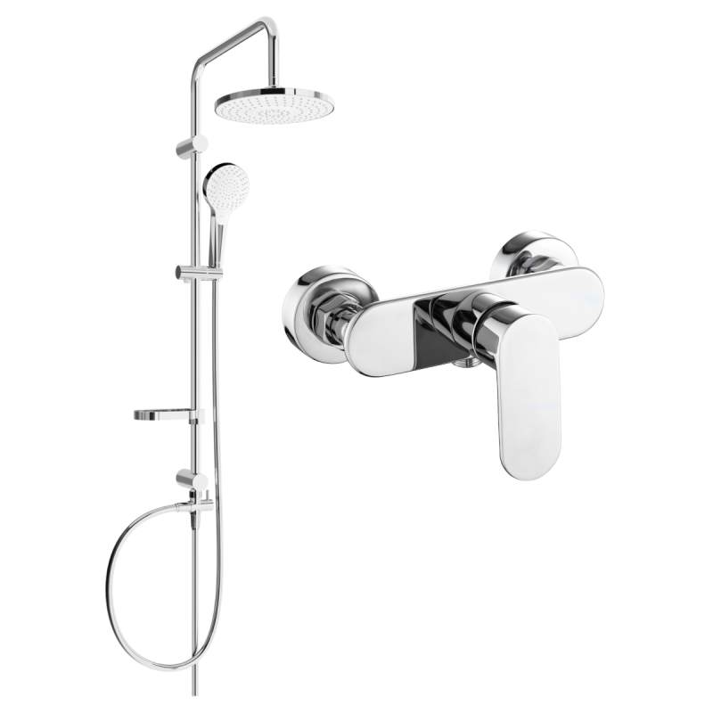Mexen Milo Erik exposed shower set with rain showerhead and shower faucet, chrome - 71340205-00