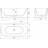 Mexen Mia right corner freestanding bathtub 170 x 80 cm, white/black, chrome overflow - 52691708075P-01