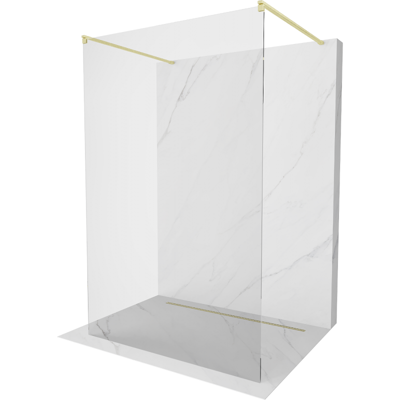 Mexen Kioto freestanding shower wall 180 x 200 cm, transparent 8 mm, brushed gold - 800-180-002-55-00