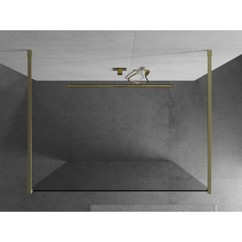 Mexen Kioto freestanding shower wall 180 x 200 cm, transparent 8 mm, brushed gold - 800-180-002-55-00