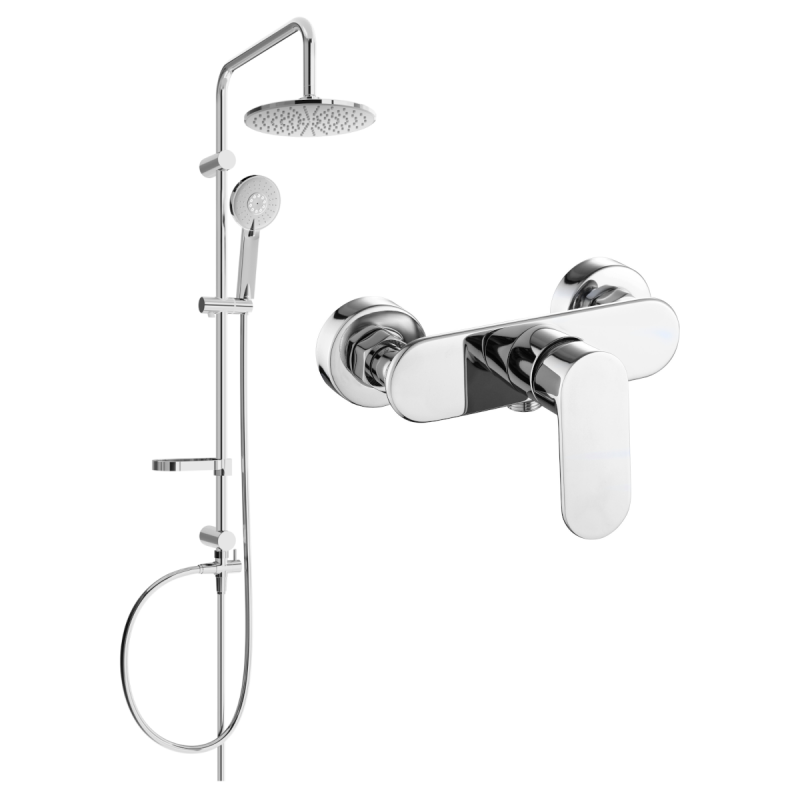 Mexen Carl surface-mounted shower set with a rainmaker and mixer tap Milo, Chrome - 71340240-00