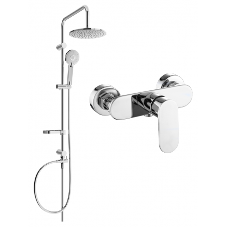 Mexen Carl exposed shower set with shower head and Milo shower mixer, chrome - 71340240-00