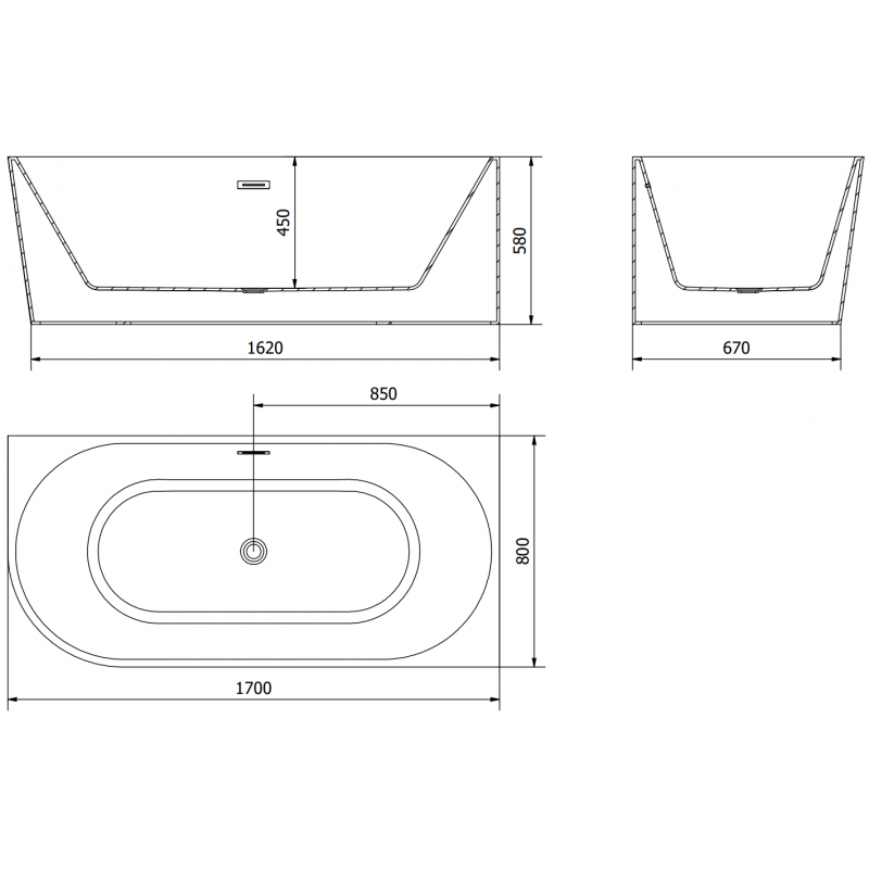 Mexen Mia freestanding corner bath right 170 x 80 cm, white/black, black overflow - 52691708075P-70