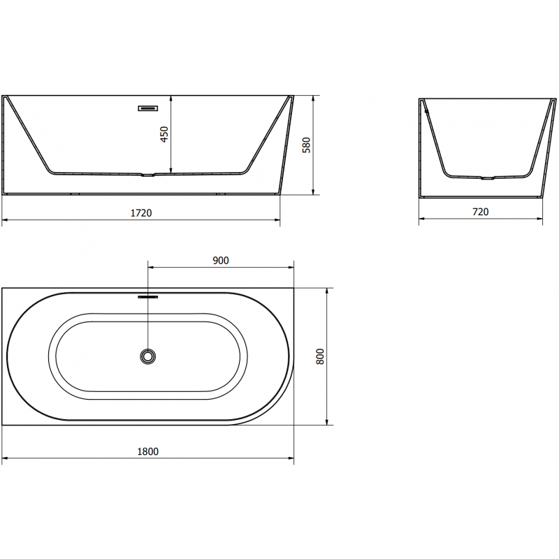 Mexen Mia freestanding corner left bathtub 180 x 80 cm, white, gun gray brushed overflow - 52691808000L-66