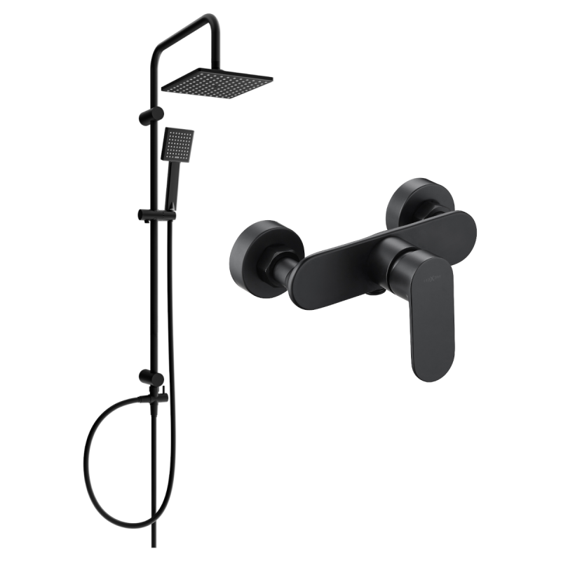 Mexen Tord surface-mounted shower set with a rainmaker and mixer tap Milo, Black - 71340200-70