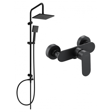 Mexen Milo Tord surface-mounted shower set with rain shower and shower faucet, black - 71340200-70