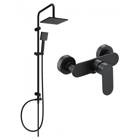 Mexen Tord exposed shower set with rain shower and Milo shower tap, black - 71340200-70