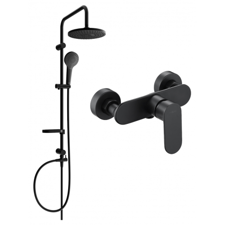 Mexen Milo Erik surface-mounted shower set with overhead shower and shower mixer, black - 71340205-70