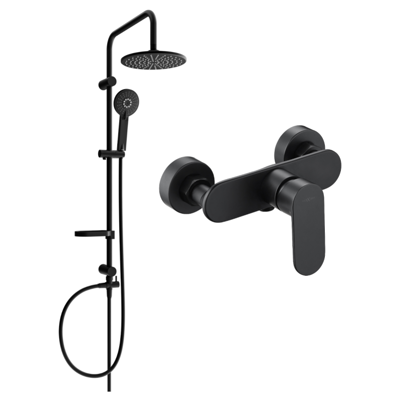 Mexen Milo Carl Surface-Mounted Shower Set with Rain Shower and Shower Faucet, Black - 71340240-70