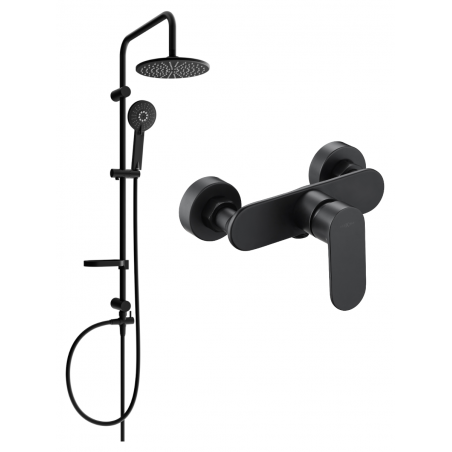 Mexen Carl exposed shower set with showerhead and Milo shower mixer, black - 71340240-70