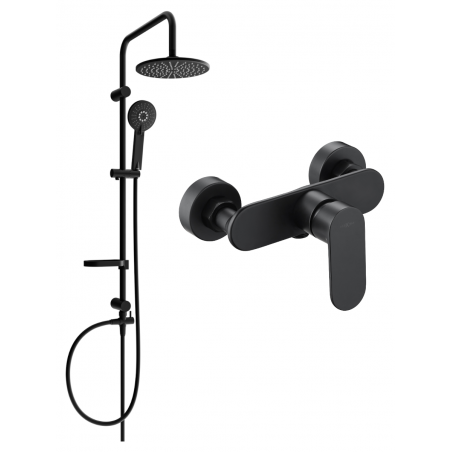 Mexen Milo Carl Surface-Mounted Shower Set with Rain Shower and Shower Faucet, Black - 71340240-70