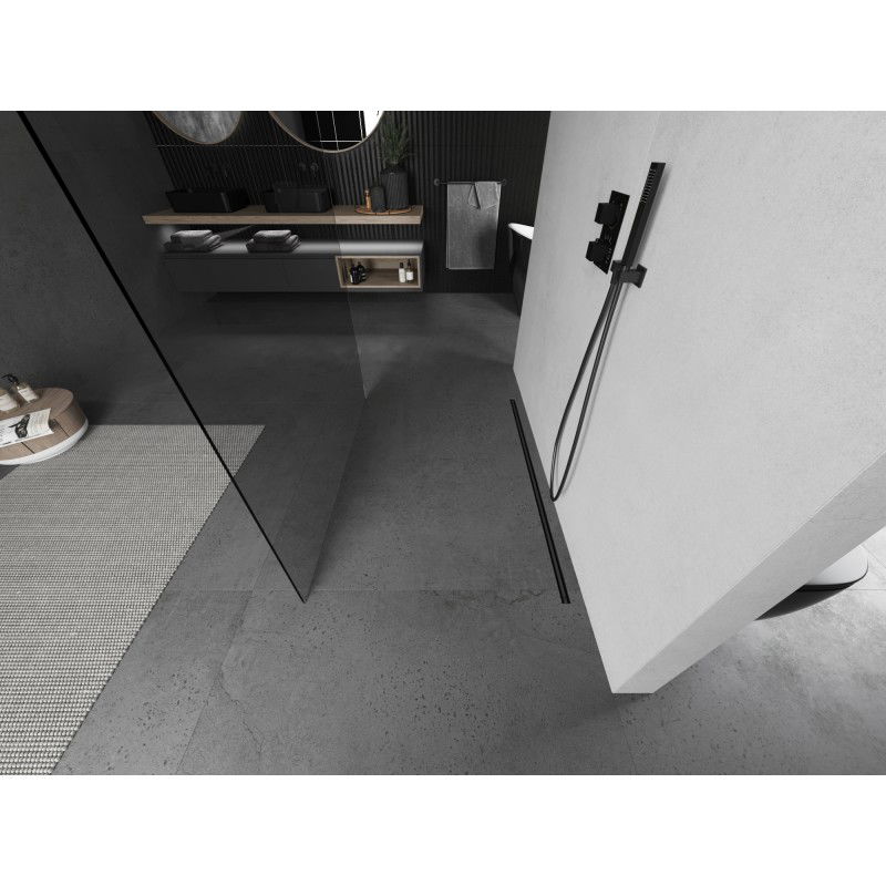 Mexen Kioto freestanding shower wall 105 x 200 cm, transparent 8 mm, gun gray brushed - 800-105-002-66-00